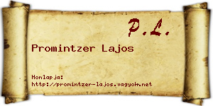 Promintzer Lajos névjegykártya